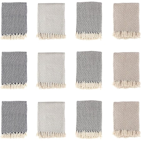 Monarch Brands Common Ground Throw Blankets, 50in x 70in, Patterned , Chevron, 12PK THROW-CHEV-50X70-CS